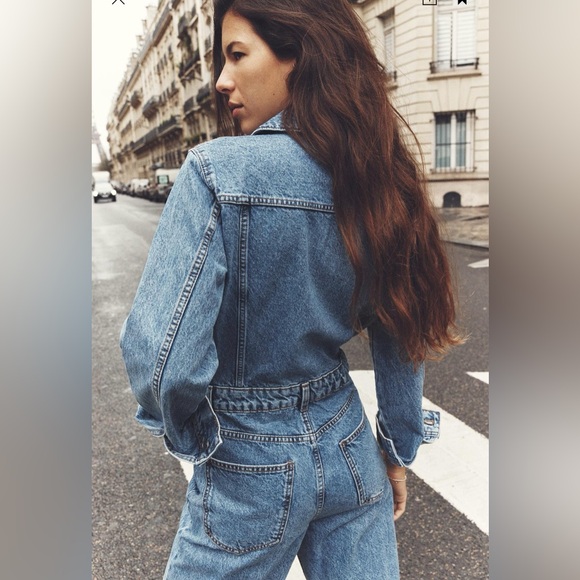 BNWT ZARA Z1975 LONG SLEEVE DENIM JUMPSUIT MID-BLUE LONG SLEEVES SMALL - Picture 3 of 8